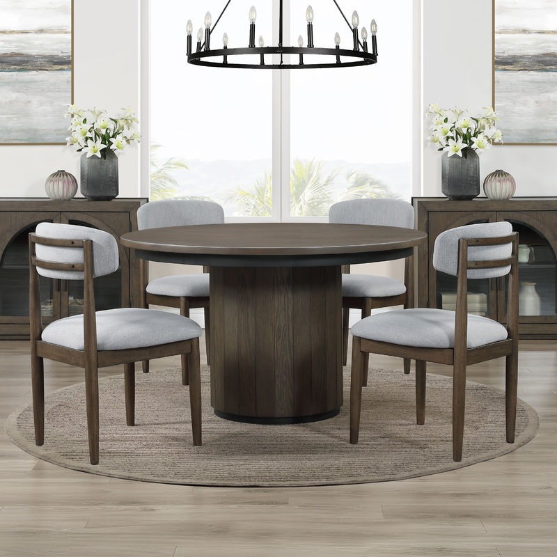 Burlington – Round 5 Piece Dining Set – Brown