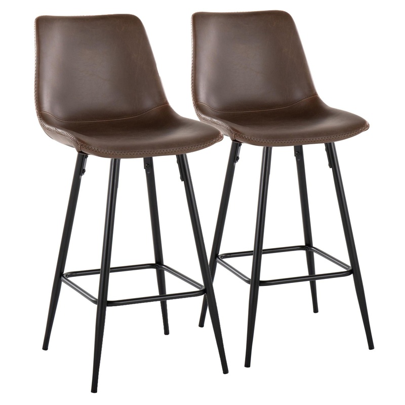 Durango – Industrial / Urban Fixed Height Counter Stool Square Footrest (Set of 2) – Black / Espresso