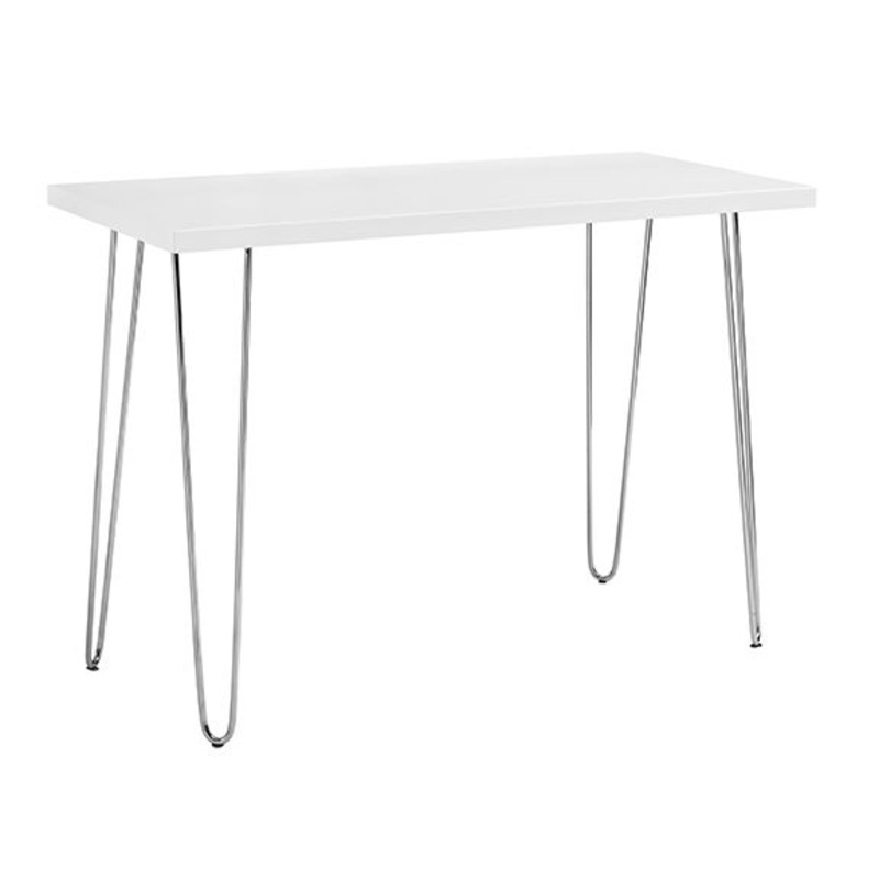 Mid-Century Modern Hairpin Leg Computer Desk – White