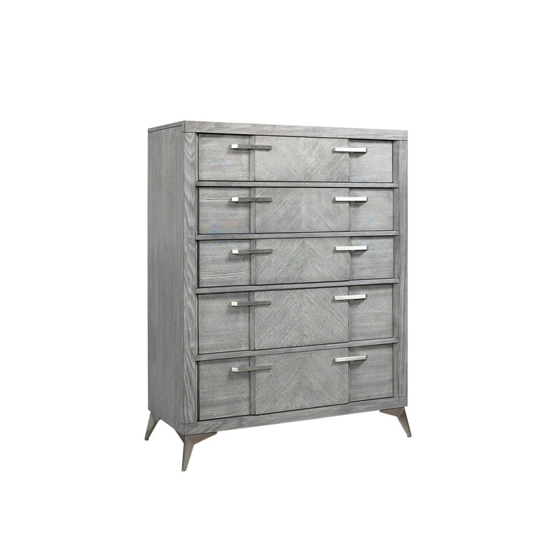 5 Drawer Chest Book Matched Veneers – Gray