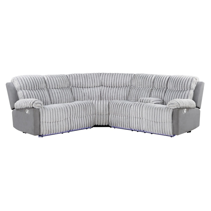 Bruni – Sectional Sofa With LED Lighting And Manual Recline – Gray