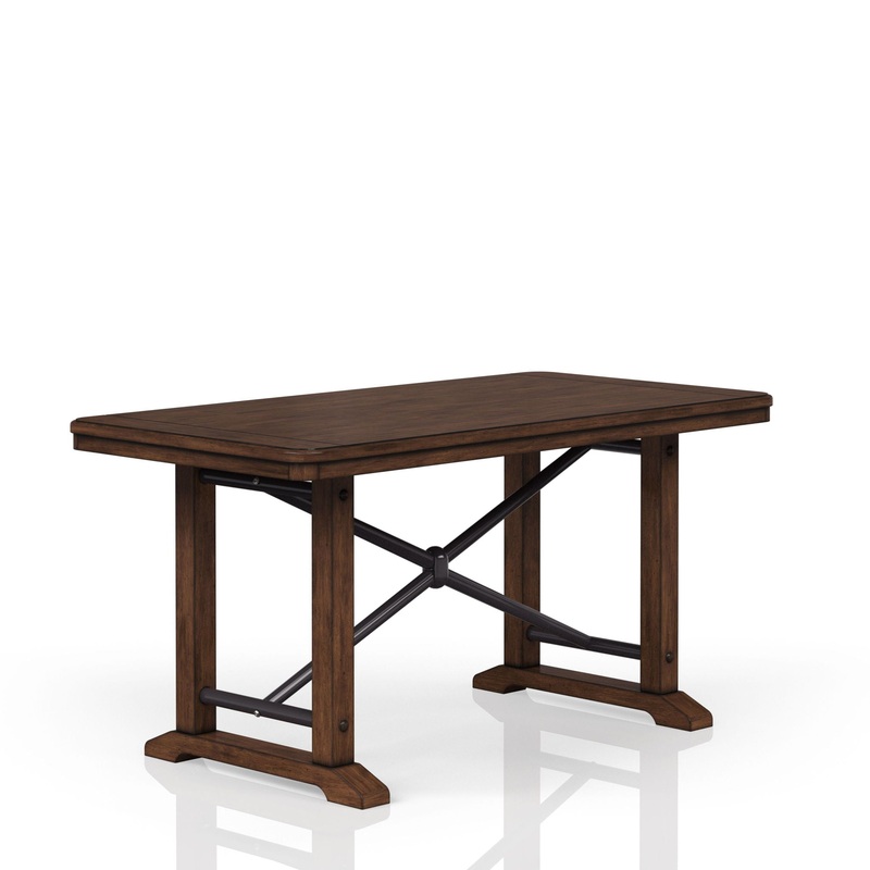 Casual Counter Height Double Pedestal Dining Table – Brown