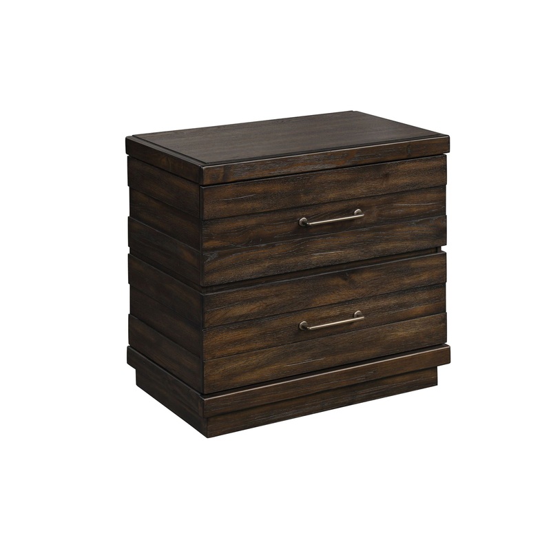 Industrial Farmhouse Designed 2 Drawer Nightstand – Brown