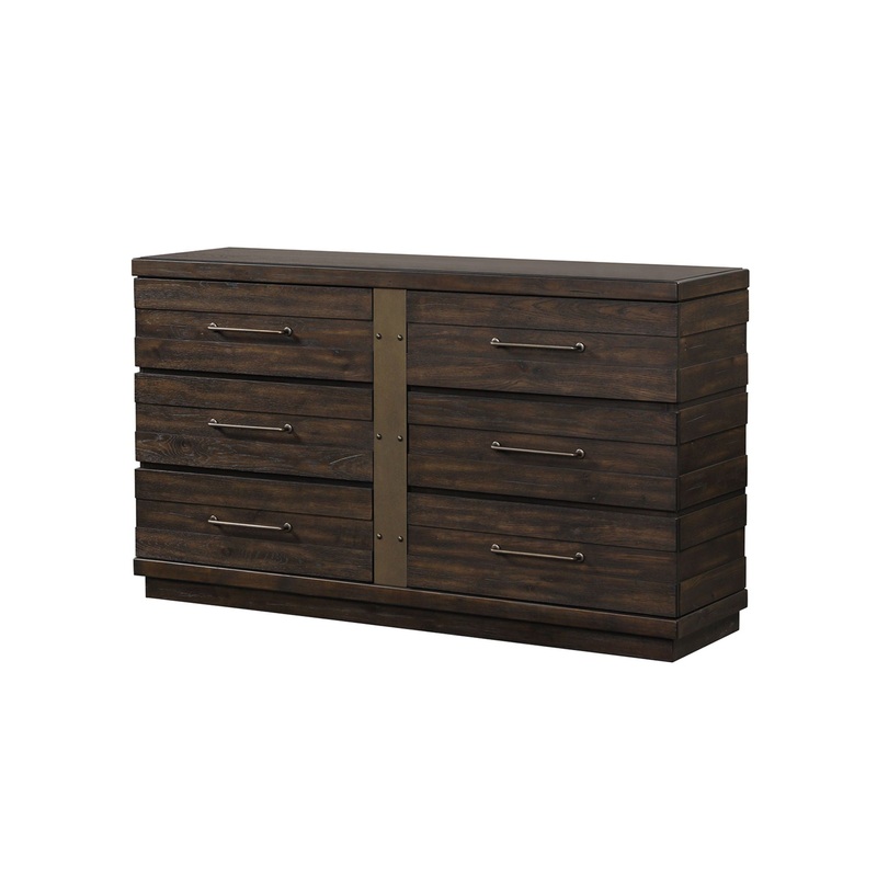 Industrial Farmhouse Designed 6 Drawer Dresser – Brown