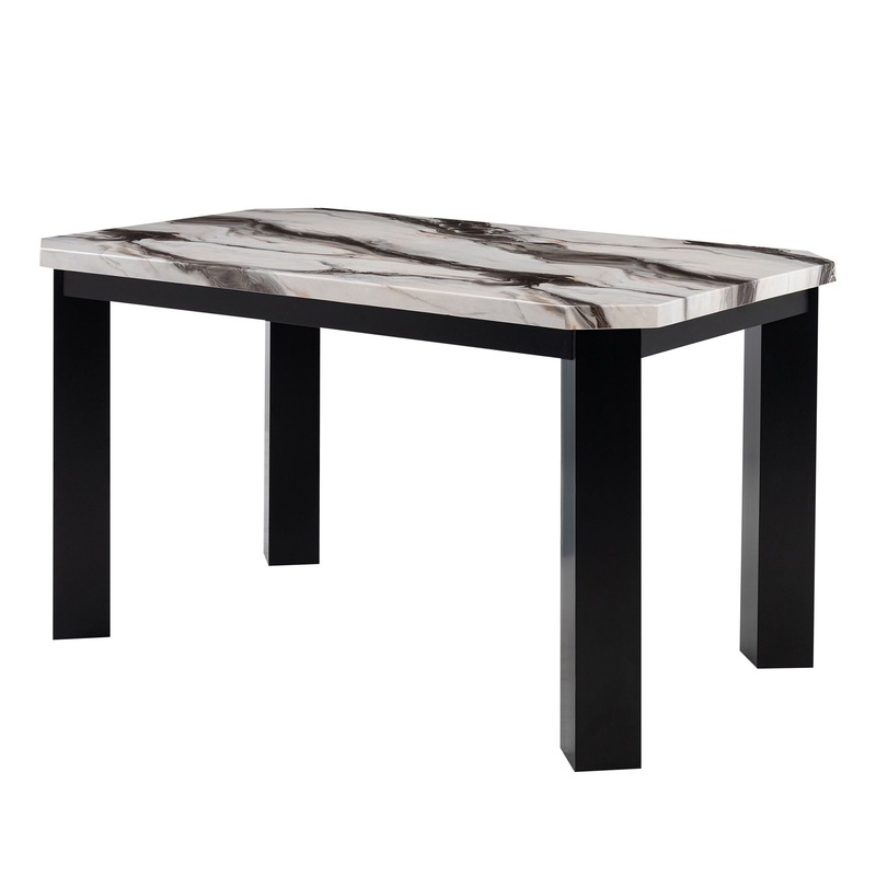 Magaly – Bar Table And Stool 5 Piece Set With Marbled Top Detail – Dark Gray
