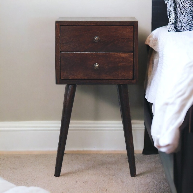 Mini 2 Drawer Nightstand – Walnut