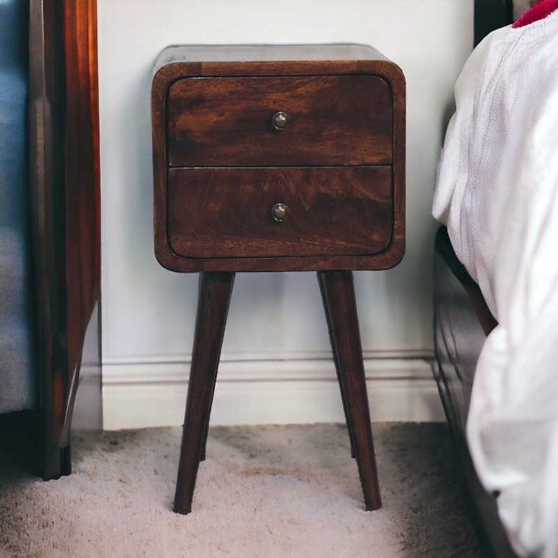Mini Curved Nightstand – Walnut