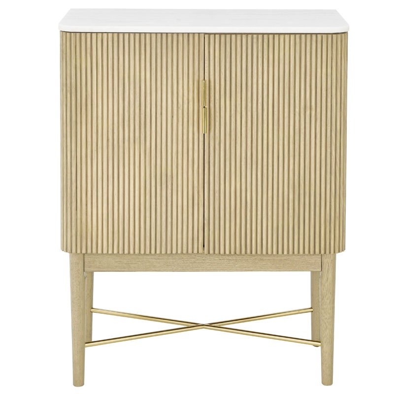 Vida – Marble Top Wine Cabinet – White