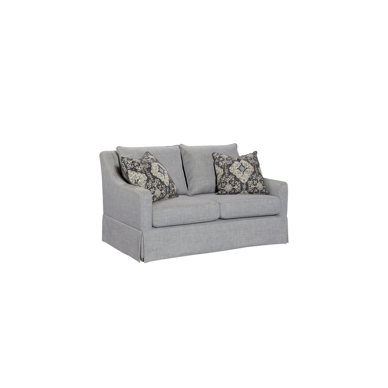 Loveseat With Skirt And Reversable Cushions And 2 Pillows – Light Gray