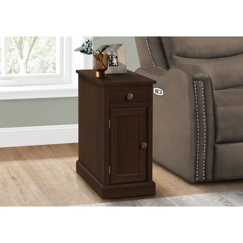 Accent End Table, Storage Drawer, Versatile Design – Espresso