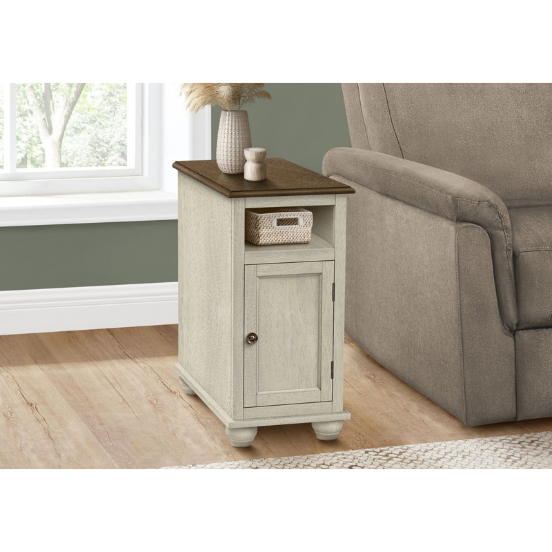Accent End Table, Storage, Traditional – White