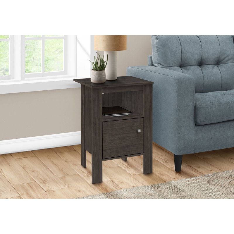 Accent Nightstand Side Table, Storage, Transitional – Oak