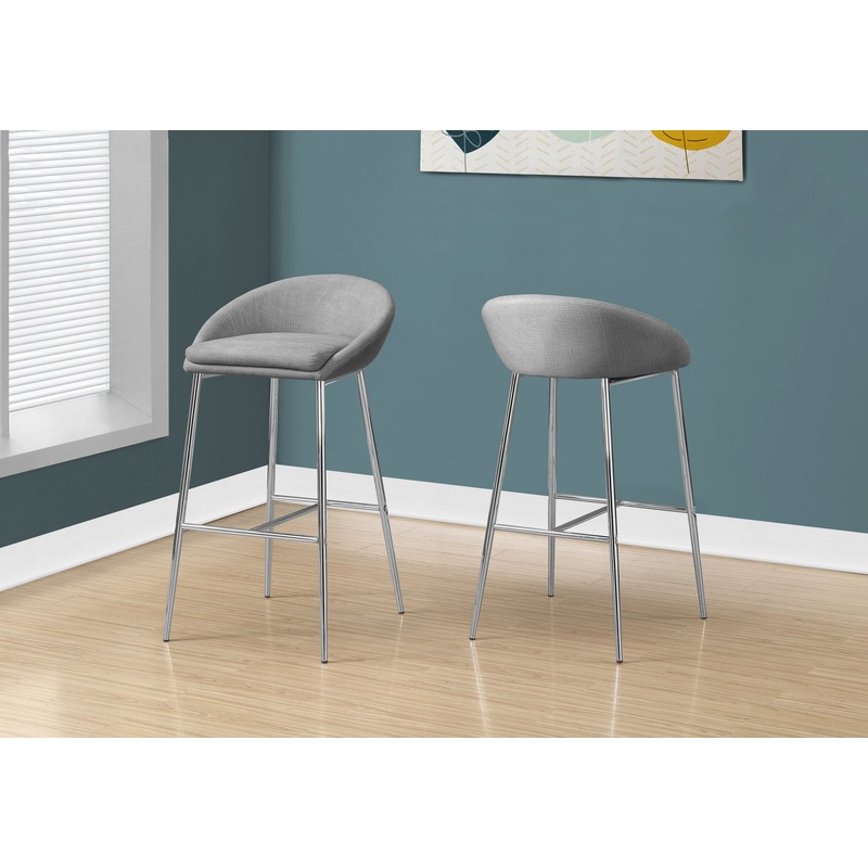 Bar Stool, Bar Height, Contemporary & Modern (Set of 2) – Gray