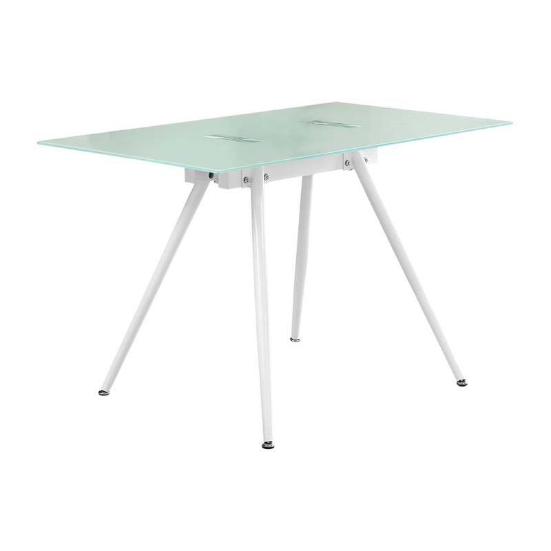 Computer Desk For Home Office, Laptop, Tempered Glass, Contemporary & Modern – White