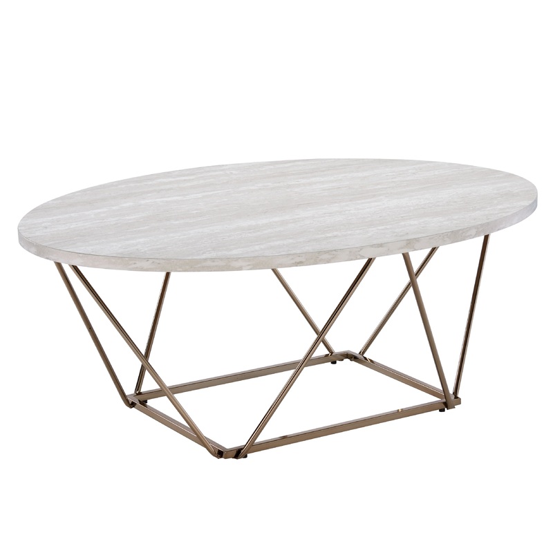 Rowan – Faux Marble Top Coffee Table – Gray