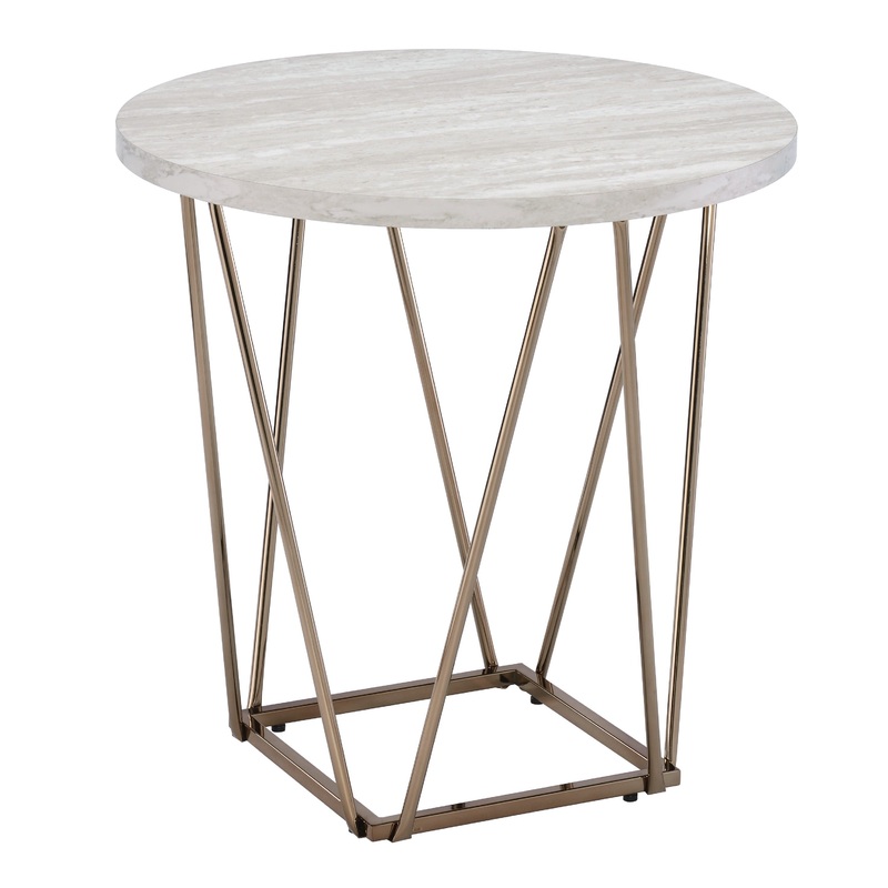 Rowyn – Faux Marble Top End Table – Gray