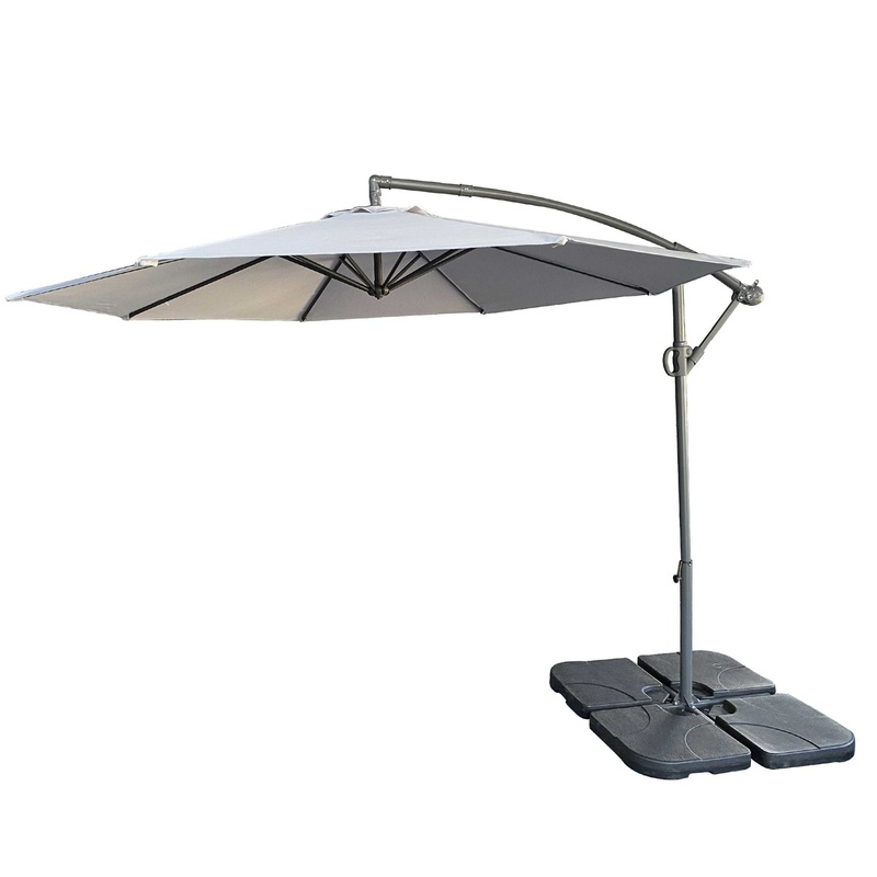 10 Ft Offset Cantilever Patio Umbrella With Crank And Tilt Adjustment For Pool, Deck, And Garden – Gray
