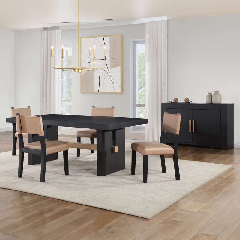 Aubrey – 5 Piece Dining Set|Light Brown|Black