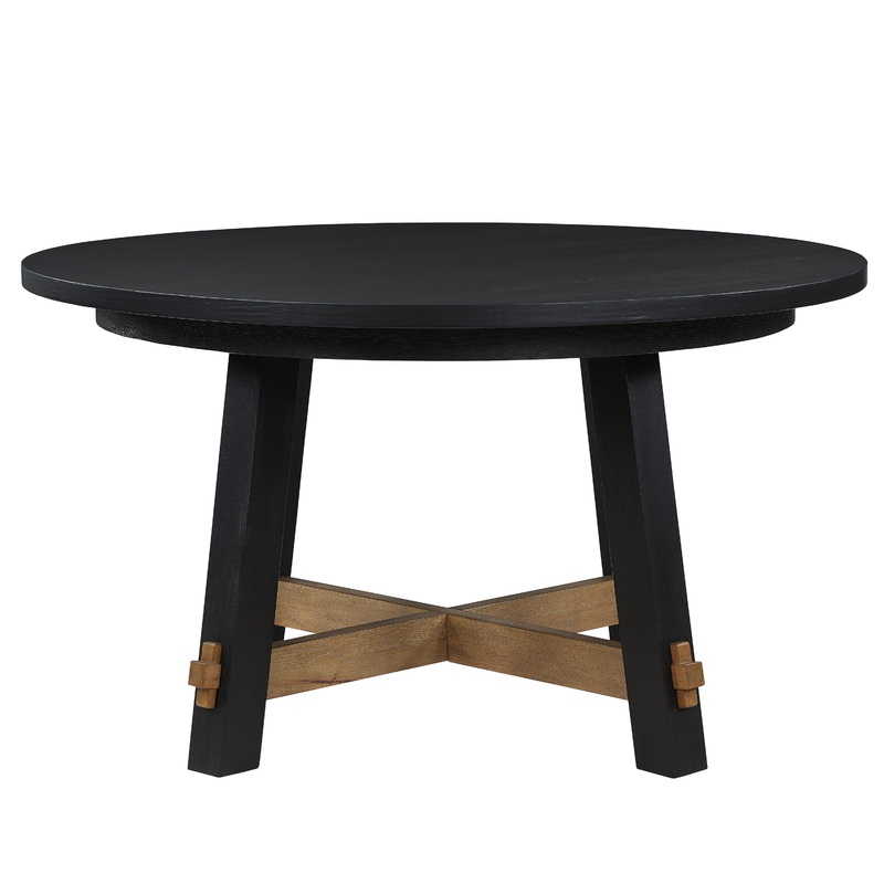 Aubrey – Round Dining Table|Black|Light Brown