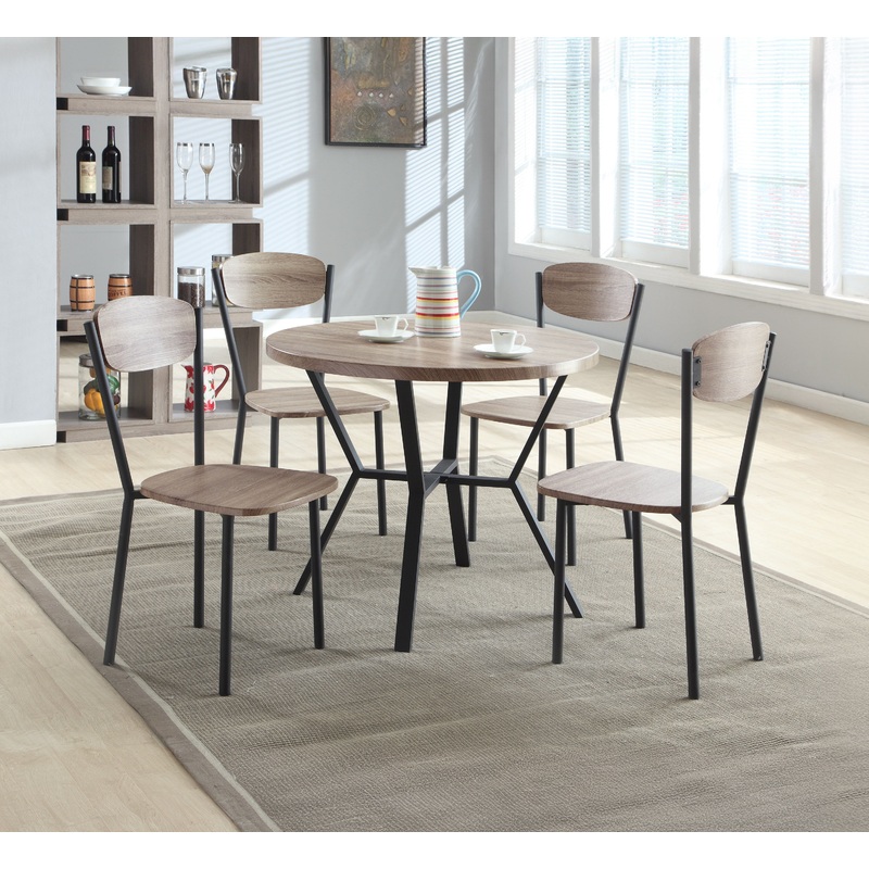 Blake – Round Dinette Set|Light Brown|5 Pc. Table, 4 Chairs