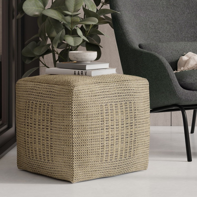 Delilah – Square Woven Pouf – Natural