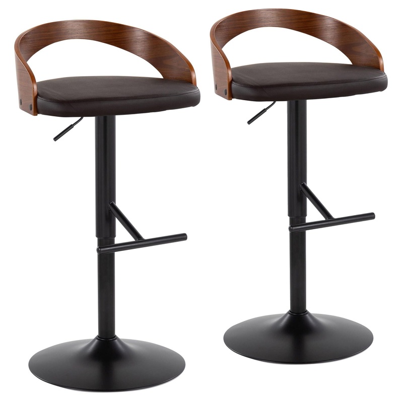 Grotto – Contemporary Adjustable Barstool & Swivel With Straight T Footrest (Set of 2)