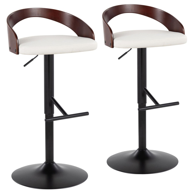 Grotto – Contemporary Adjustable Barstool With Swivel & Straight T Footrest (Set of 2)