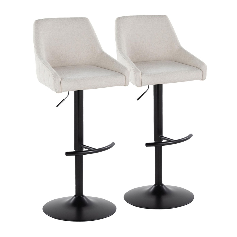 Hannah – Transitional Adjustable Barstool With Swivel With Rounded T Footrest (Set of 2)