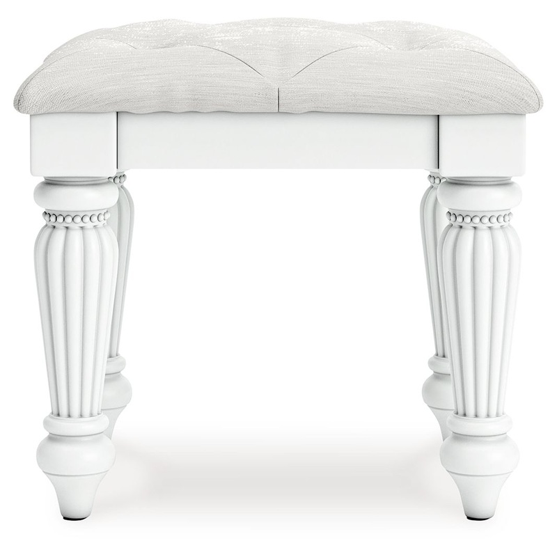 Kozlani – Vanity Upholstered Stool – White