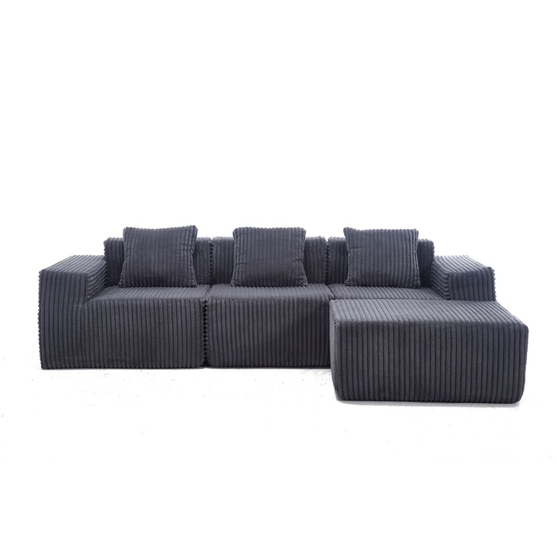 L – Shape Modern Minimalist Modular Sectional Sofa, Upholstered Cloud Couch With Deep Seats