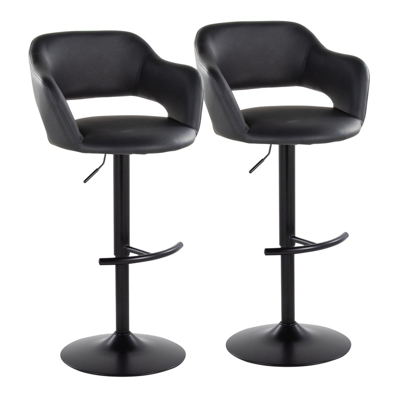 Margarite – Contemporary Adjustable Barstool With Swivel With Rounded T Footrest (Set of 2)