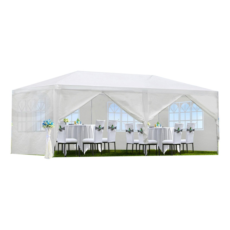 Wedding Party Canopy Tent Outdoor Gazebo With 6 Removable Sidewalls – White