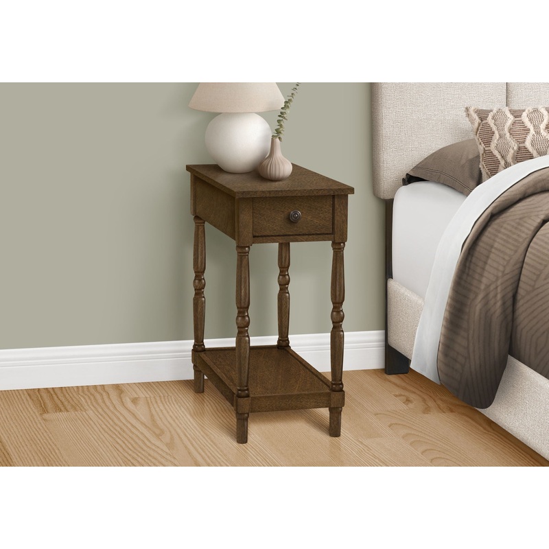 Accent End Table, 2 Tier, Storage Drawer, Traditional Stylish Design