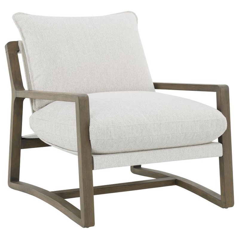 Geneva – Boucle Upholstered Wood Arm Accent Chair – Sand