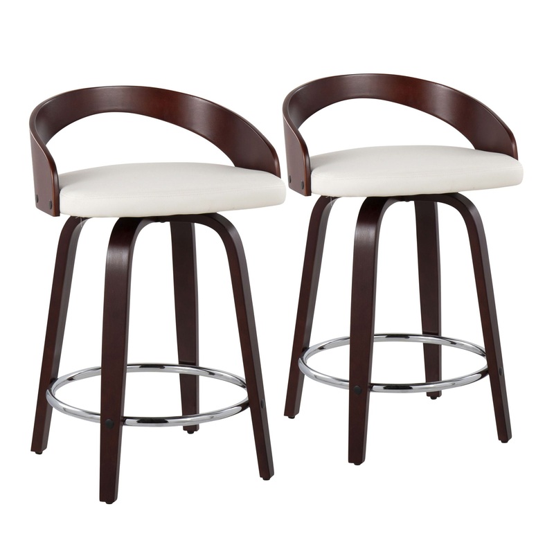 Grotto – Contemporary Fixed Height Counter Stool & Swivel With Round Footrest (Set of 2)