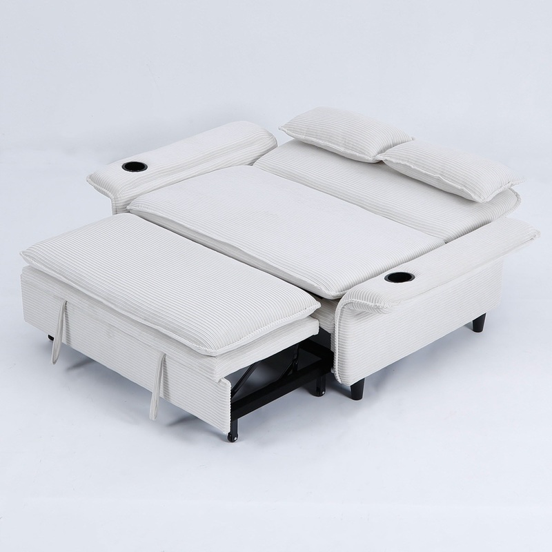 Modern Fabric Multi-Functional Sofa Bed With Adjustable Armrests And Backrests