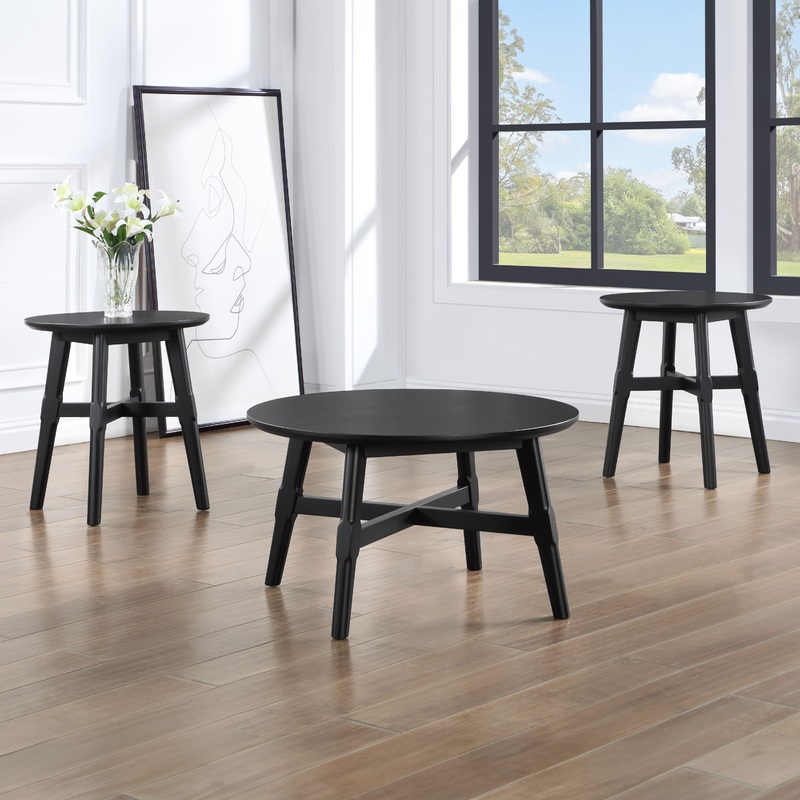 Oslo – 3 Piece Table Set|Light Brown|Black