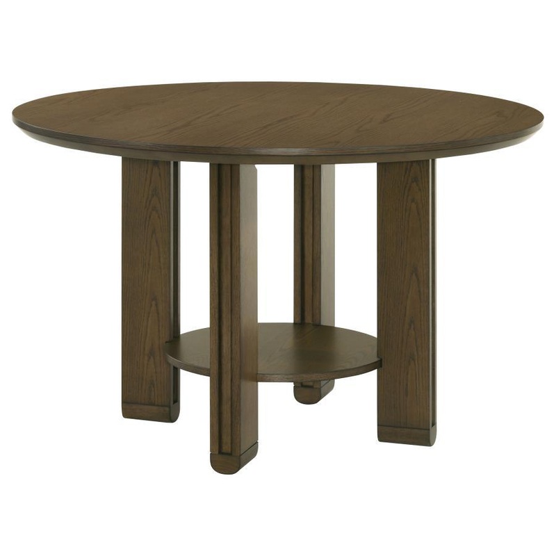 Ottowa – Round Wood Dining Table With Shelf – Brown