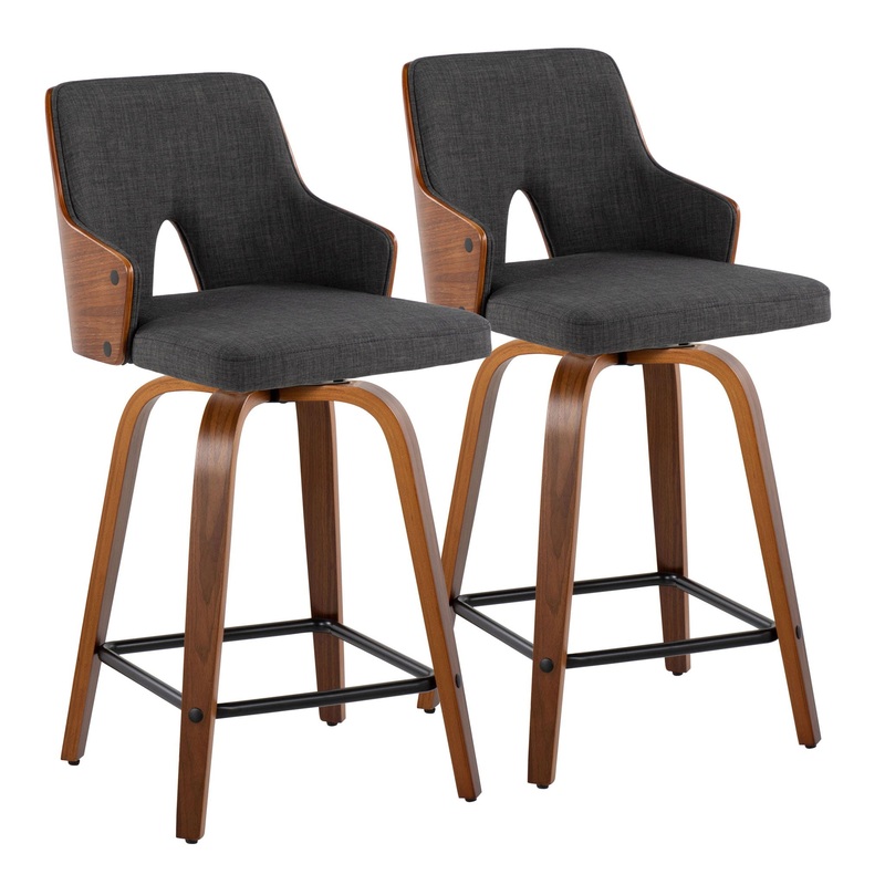 Stella – Mid Century Modern Fixed Height Counter Stool With Swivel (Set of 2)