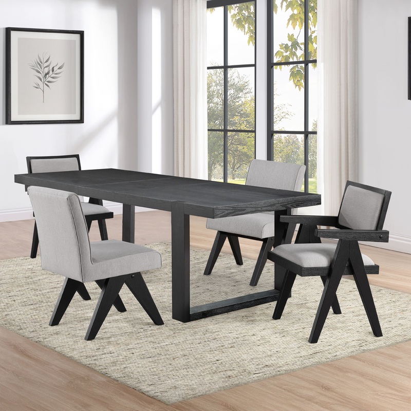 Yves – Dining Room Set|Gray|7 Pc. Table, 4 Magnolia Chair, 2 Arm Chairs|5 Pc. Table, 2 Magnolia Chair, 2 Arm Chairs