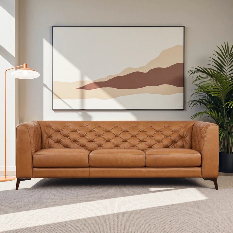 Fargo – Leather Sofa – Brown / Rustic