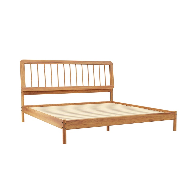 King Spindle Bed Mid Century Modern – Caramel
