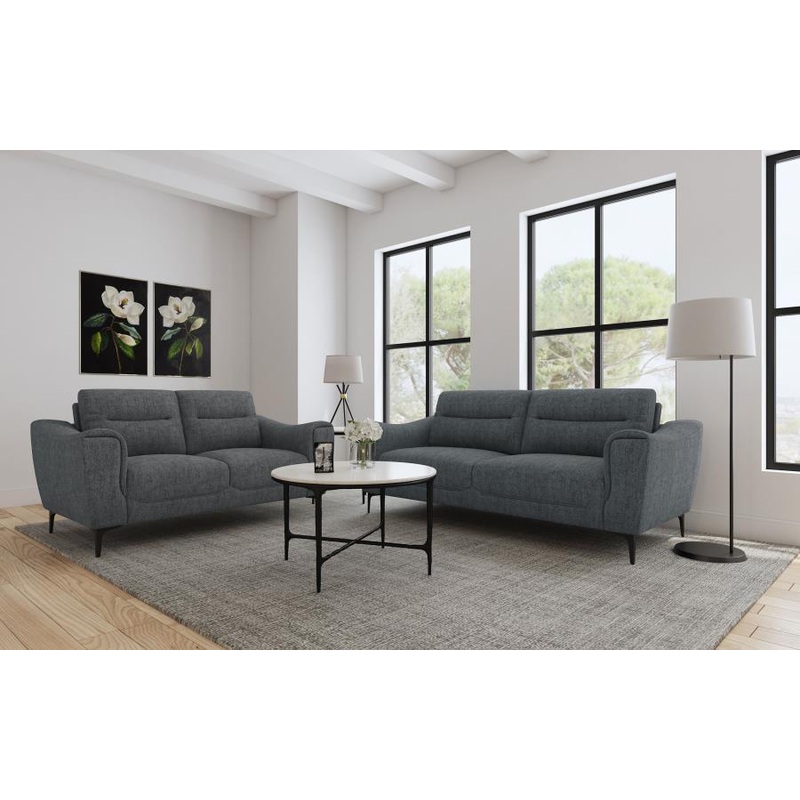 Nolan – 2 Piece Upholstered Sofa Set – Charcoal