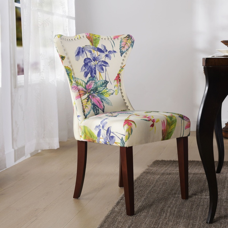Paradise – Upholstered Accent Chair Printed On – Off-White Floral
