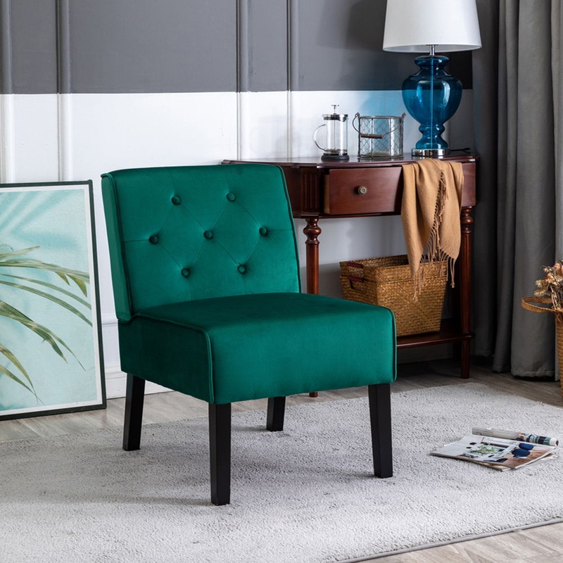 Reese – Living Room Armless Button Tufted Pattern Accent Chair (Set of 2)