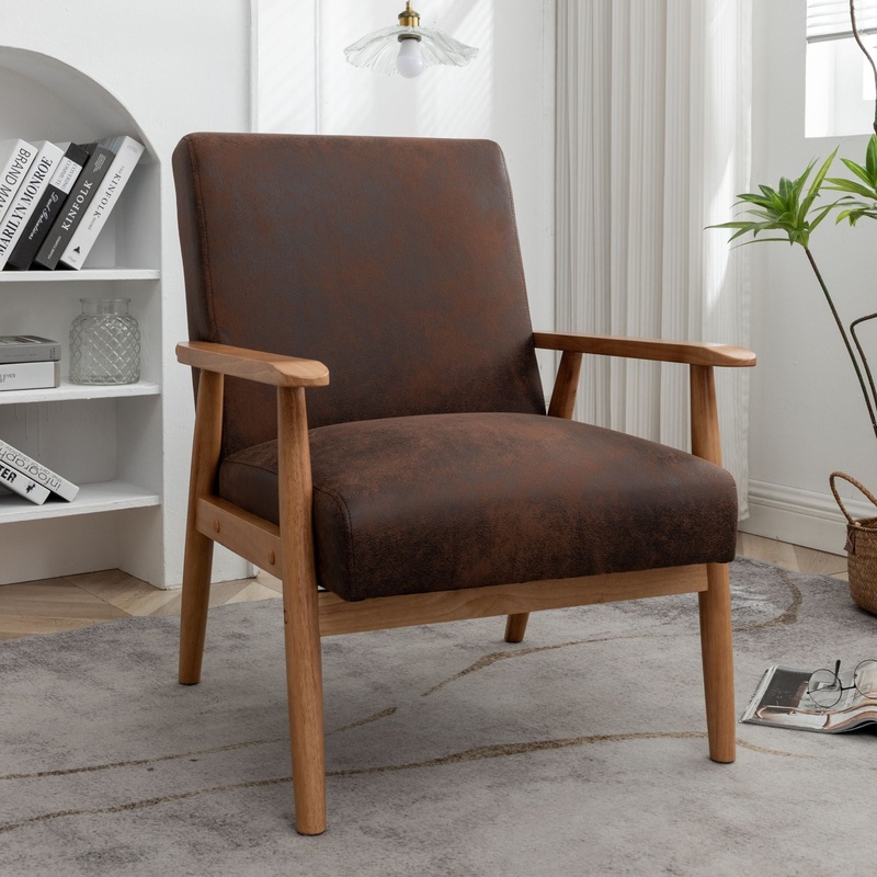Wide Classic Mid-Century Modern Arm Chair – Brown