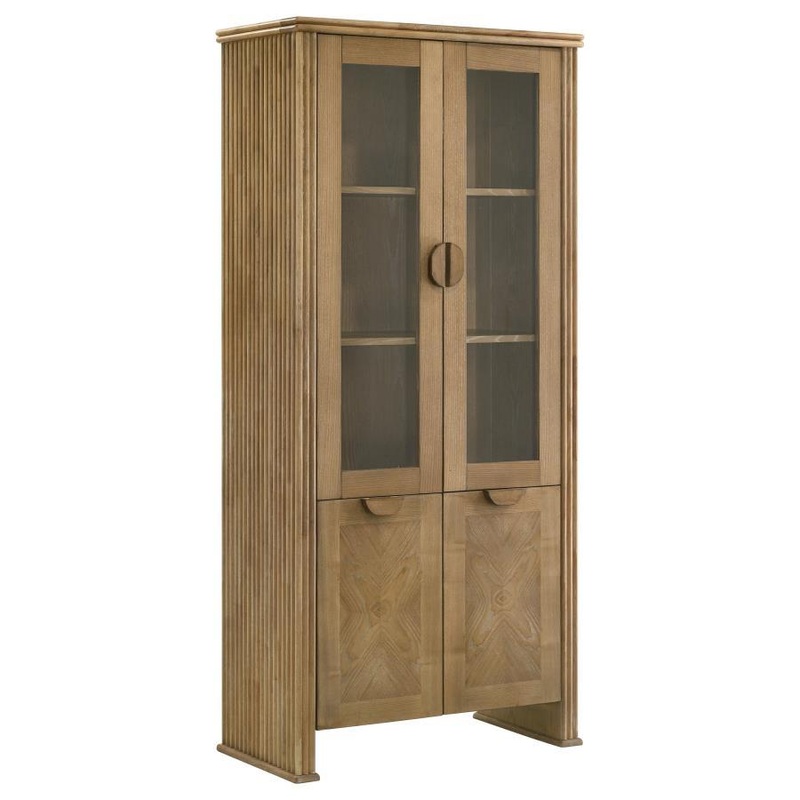 Adina – Tall Display Cabinet – Distressed Light Brown