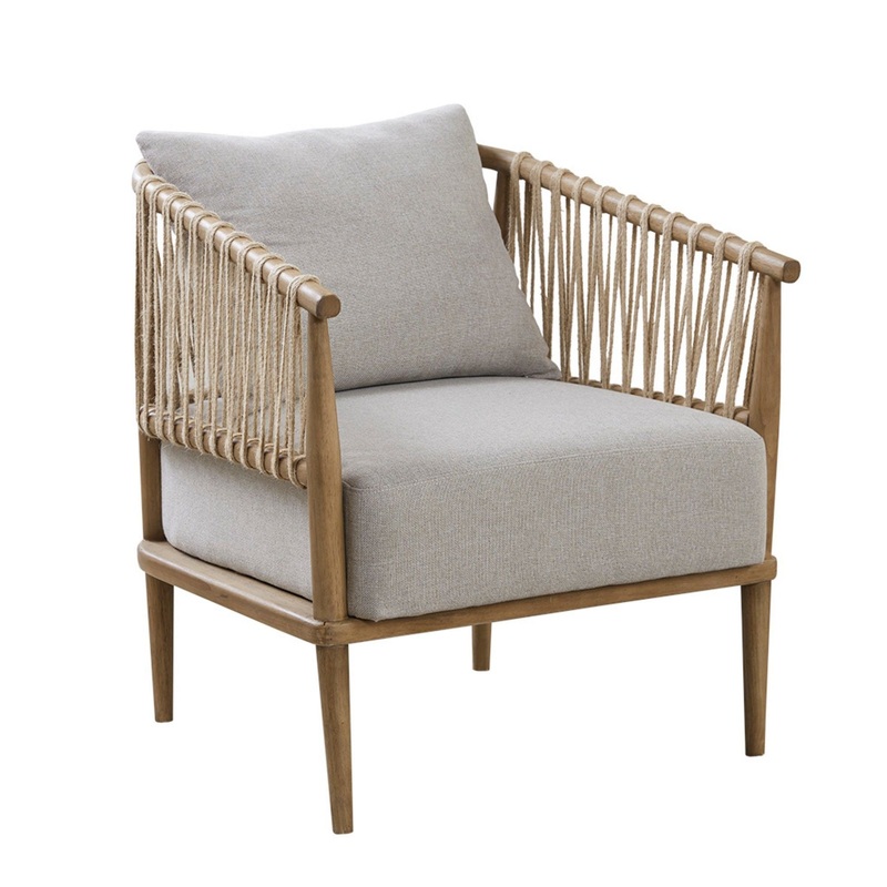 Arm Chair With Open Weave Jute Twine Rope Design – Natural