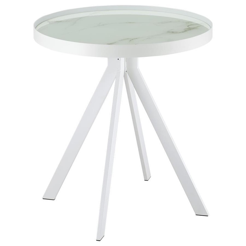 Briggs – Round Marble Printed Glass Top End Side Table
