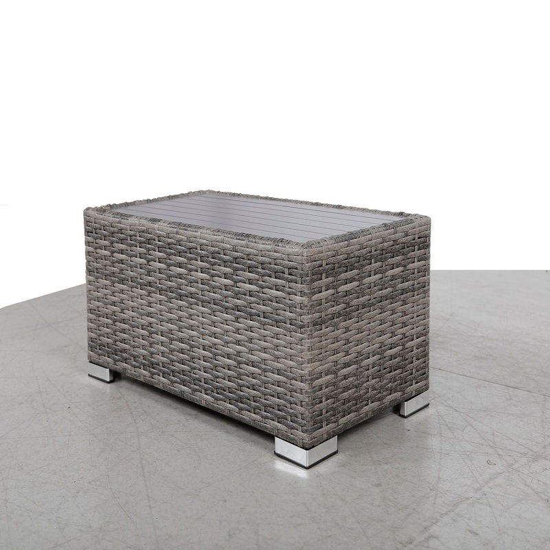Chesterville – Slatted Side Table With Aluminum Top – Gray